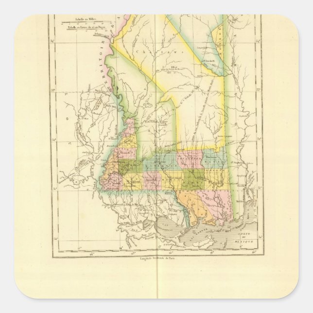Mississippi USA Quadratischer Aufkleber (Vorderseite)