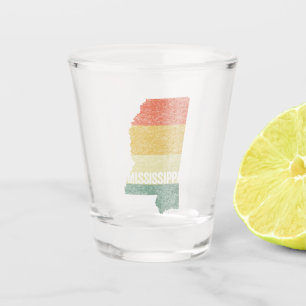 Mississippi Vintag Retro Sunset Distressed Map Schnapsglas