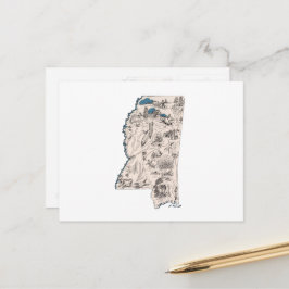 Mississippi Vintage Bildkarte Antiquitätendiagramm Postkarte