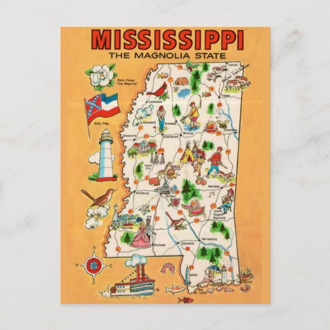 Mississippi Vintage Karte (Vorderseite)