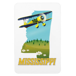 Mississippi Vintage-Karte Reisedruckplakat. Magnet