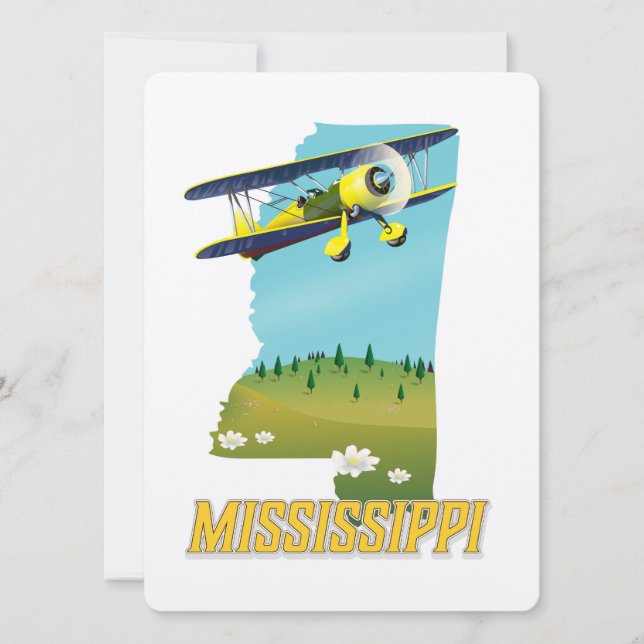 Mississippi Vintage Karte Reiseplakat drucken. (Vorderseite)