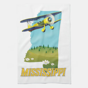 Mississippi Vintage Karte Reiseplakat drucken. Geschirrtuch