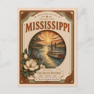 Mississippi Vintage Paper Cut American Arcana Postkarte