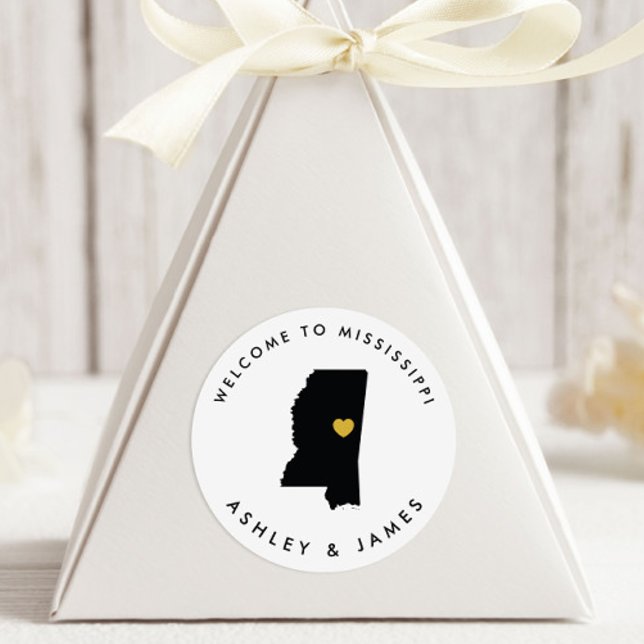 Mississippi Wedding Welcome Sticker Tag Gold Black (Von Creator hochgeladen)