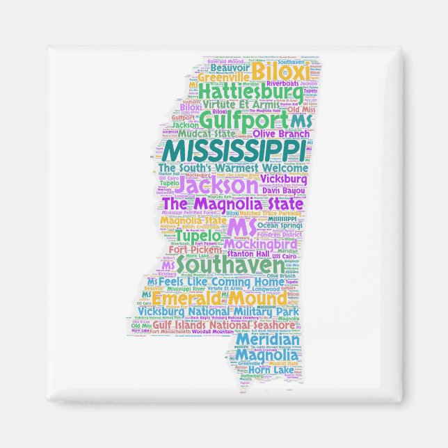 Mississippi Word Cloud Magnet (Vorne)