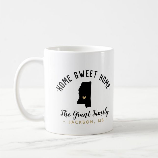Mississippi Zuhause Sweet Zuhause Family Monogram  Kaffeetasse (Links)