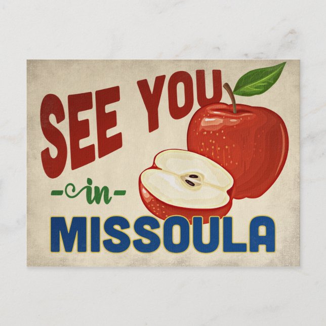 Missoula Montana Apple - Vintage Travel Postkarte (Vorderseite)
