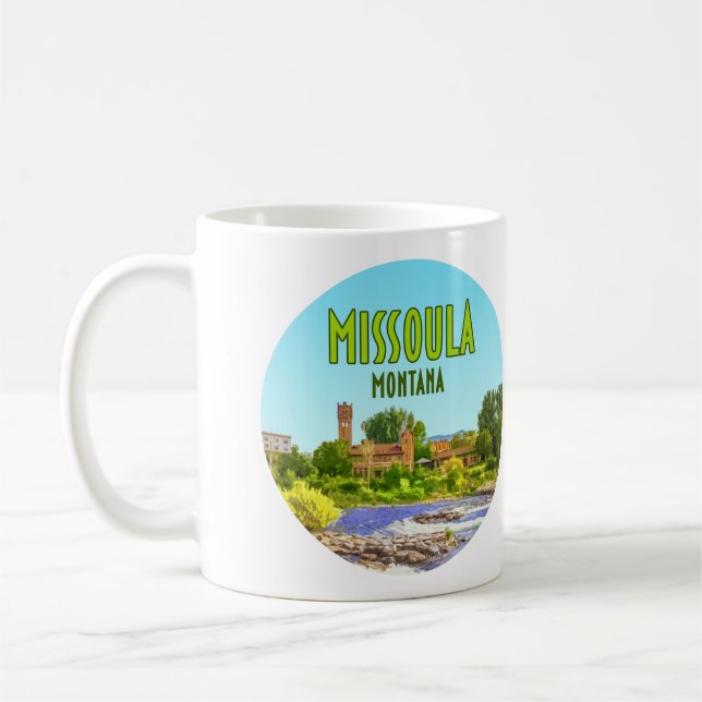 Missoula Montana Downtown River Vintag Kaffeetasse (Links)
