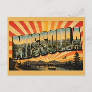 Missoula Montana Flüsse Berge Wälder Kunst Postkarte