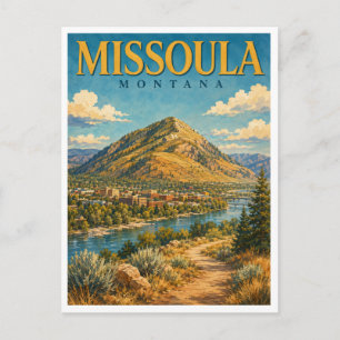 Missoula Montana Mount Sentinel GeoSaga Postkarte