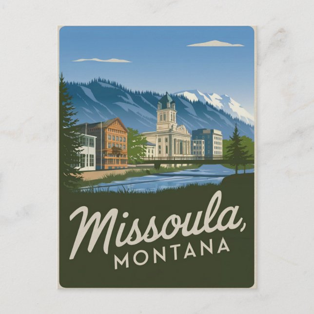 Missoula Montana Vintag Postkarte (Vorderseite)