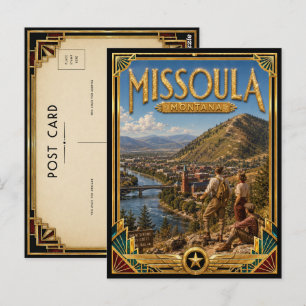 Missoula Montana Vintage Art Deco Golden Age Postkarte