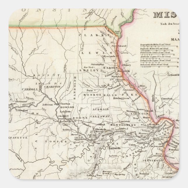 Missouri 2 quadratischer aufkleber (Vorderseite)