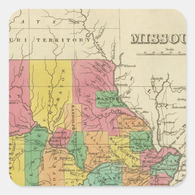Missouri 5 quadratischer aufkleber (Vorderseite)