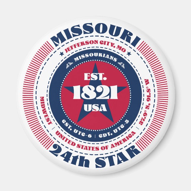 Missouri Circle Typographie Souvenir Magnet (Devant)