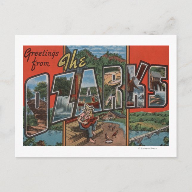Missouri - Die Ozarks - Großbuchstaben Postkarte (Vorderseite)