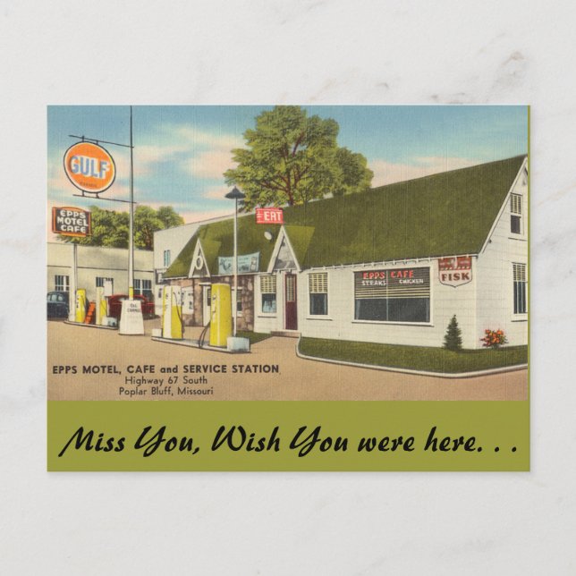 Missouri, Epps Motel, Café, Poplar Bluff Postkarte (Vorderseite)