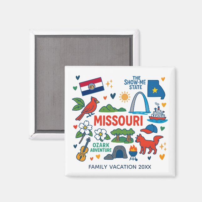 Missouri-Familienreise-Andenken personalisiert Magnet (Vorderseite/Rückseite)