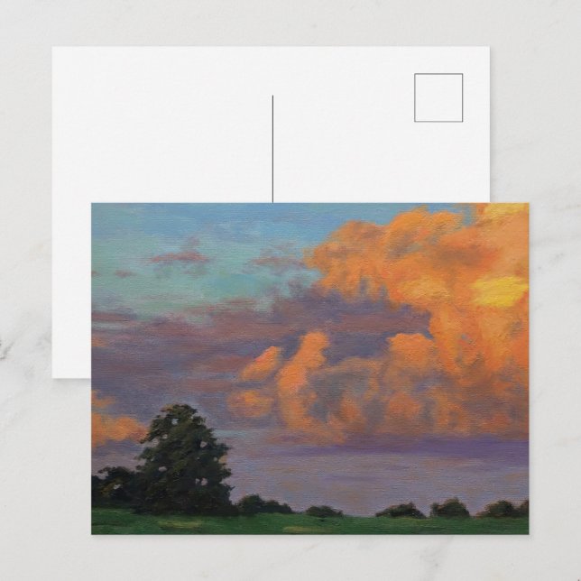 Missouri Farm Sunset in Blue Orange Yellow Lila Postkarte (Vorne/Hinten)