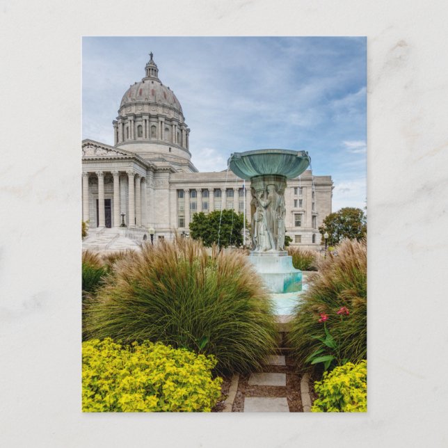 Missouri Hauptstadt und Springbrunnen Postkarte (Vorderseite)