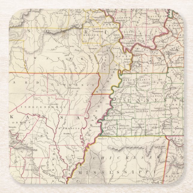 Missouri, Kranke, KY, Tenn, Ala, Fräulein, Arche Rechteckiger Pappuntersetzer (Vorderseite)