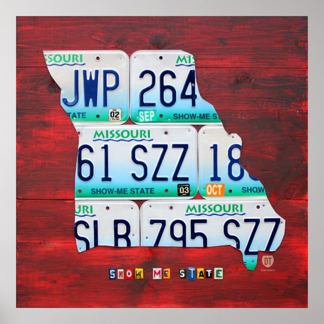 Missouri License Plate Karte Poster (Vorne)
