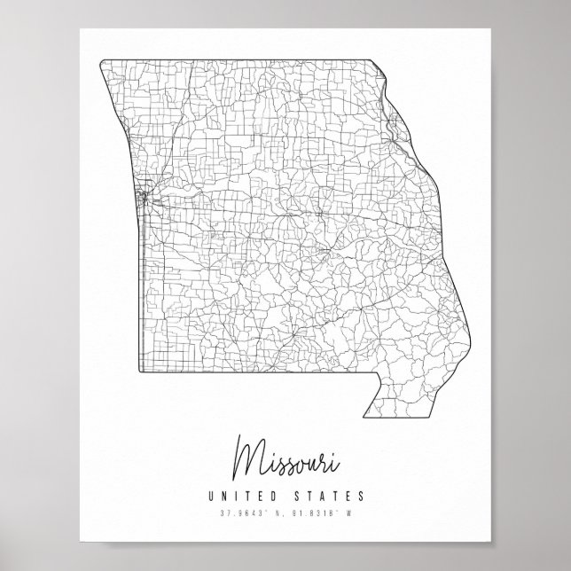 Missouri Minimal Street Map Poster (Vorne)