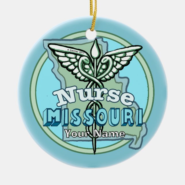 Missouri Nurse Caduceus Keramik Ornament (Vorne)