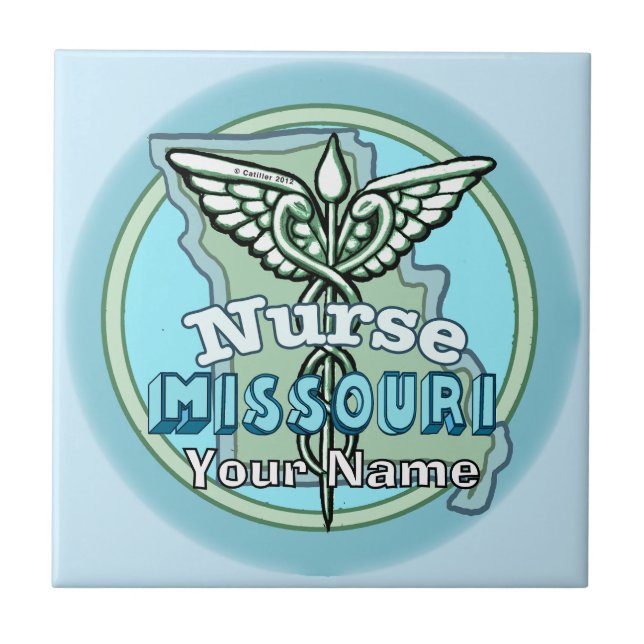 Missouri Nurse Caduceus Tile Fliese (Vorderseite)