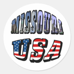 Missouri Picture and USA Text Runder Aufkleber