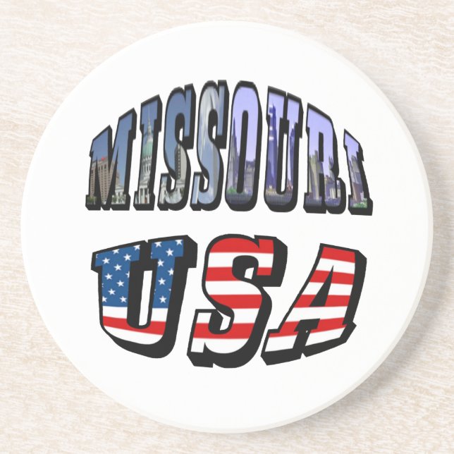 Missouri Picture and USA Text Sandstein Untersetzer (Vorne)