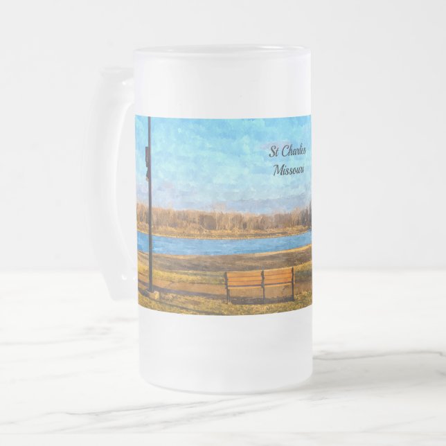 Missouri River Bench Painterly Mattierte Tasse (Vorderseite Links)