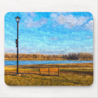 Missouri River Bench Painterly Mouse Pad