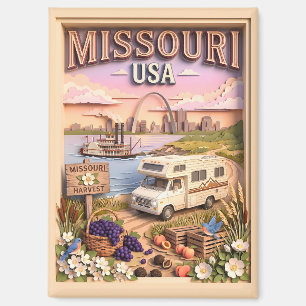 Missouri Road Trip Gateway Arch Texturierte Skylin Magnet
