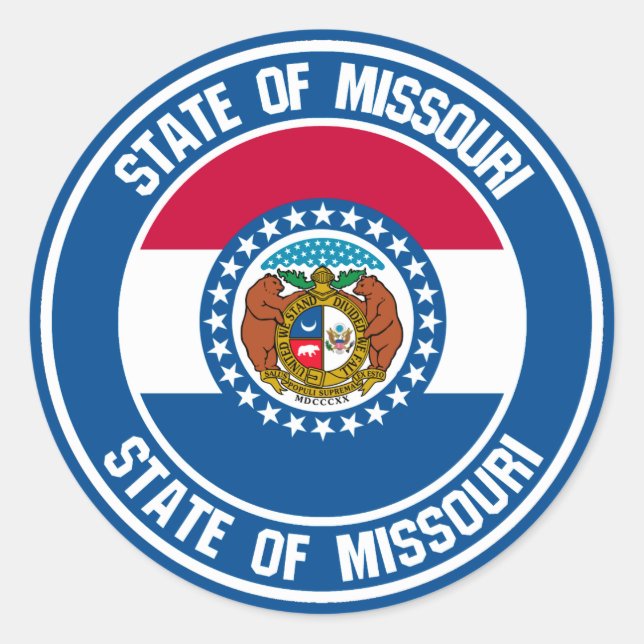 Missouri Round Emblem Runder Aufkleber (Vorderseite)