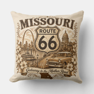 Missouri Route 66 Gateway Road Erinnerungen Kissen