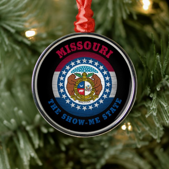 MISSOURI SHOW-ME-STAAT FLAG ORNAMENT AUS METALL (Baum)