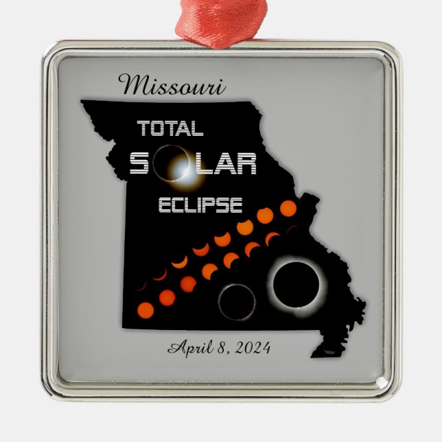 Missouri Solar Eclipse Square Ornament Aus Metall (Vorne)