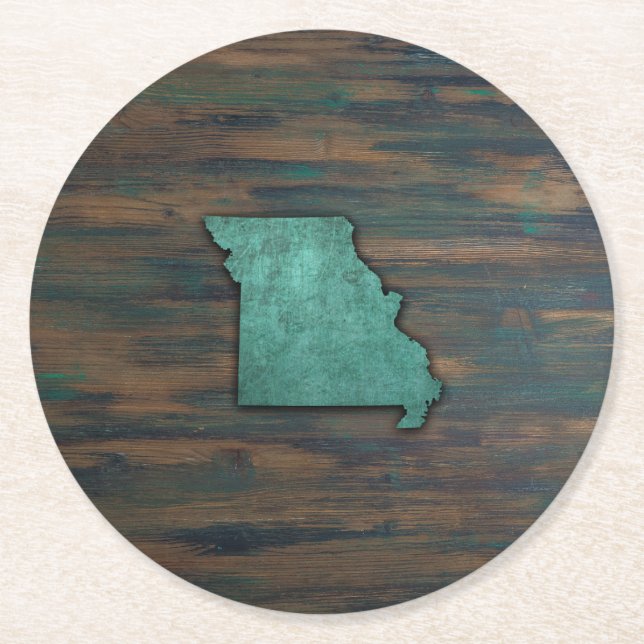 Missouri-Staat Aquamarine Form Runder Pappuntersetzer (Vorderseite)