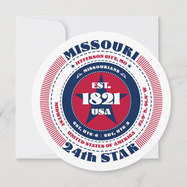 Missouri Staat Circular Typografy Flat Card (Vorderseite)
