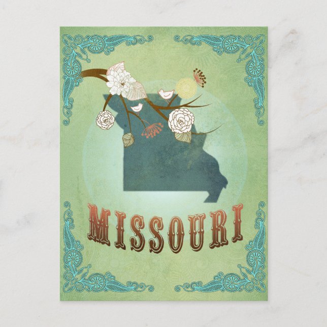Missouri Staat Map - Green Postkarte (Vorderseite)