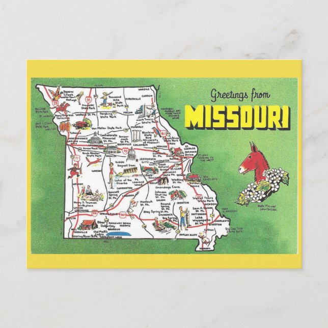Missouri Staat Map Postcard Postkarte (Vorderseite)