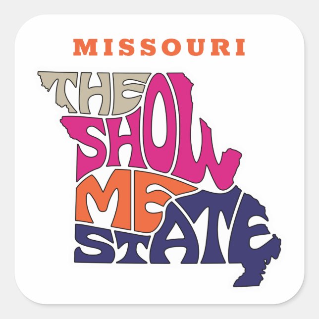 Missouri Staat Nickname Word Art Quadratischer Aufkleber (Vorderseite)