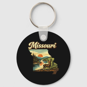 Missouri State Sonnenuntergang Hirsch Fluss Ozark  Schlüsselanhänger