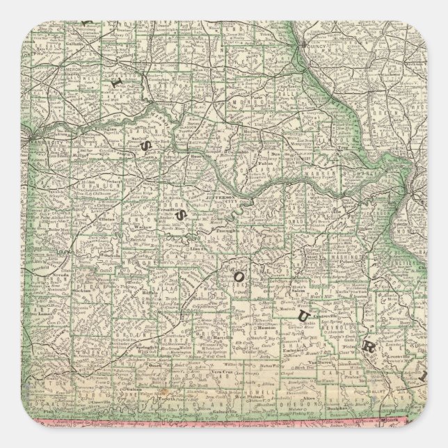 Missouri und Arkansas Quadratischer Aufkleber (Vorderseite)