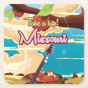 Missouri Vintag Cartoon Reiseplakat Rechteckiger Pappuntersetzer