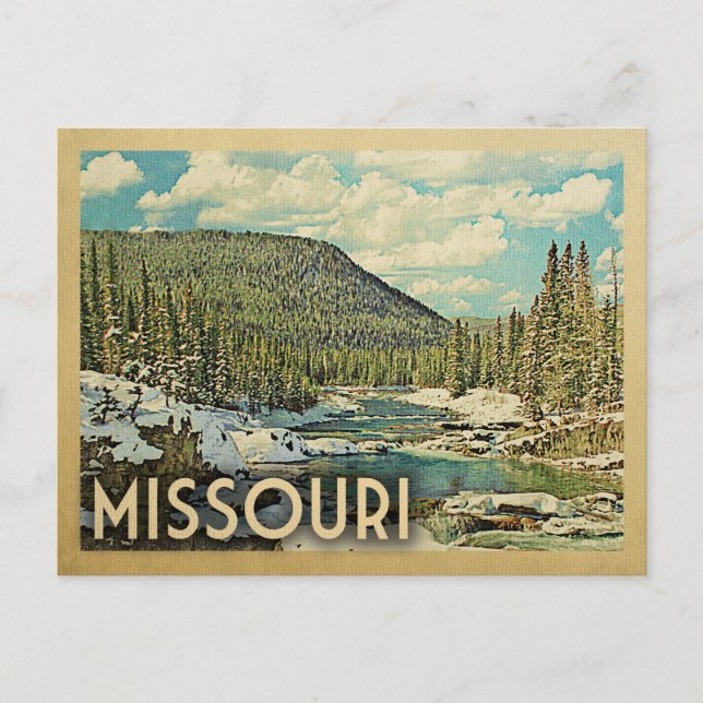 Missouri Vintage Reisen Snowy Winter Natur Postkarte (Vorderseite)