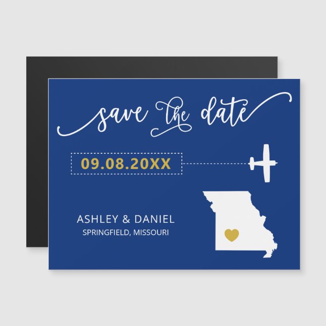Missouri Wedding Save the Date Card, Map Magneteinladung (Vorne/Hinten)