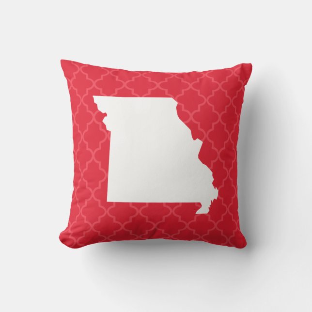 Missouri Zuhause Staat Red Quatrefoil Throw Kissen (Vorderseite)
